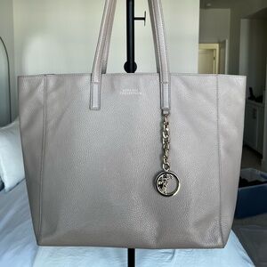 AUTHENTIC Versace Collection Tote Bag Sand Color Pebbled Leather Shoulder Bag